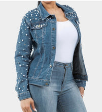 Load image into Gallery viewer, Denim Pearl Jacket
