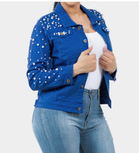 Load image into Gallery viewer, Denim Pearl Jacket
