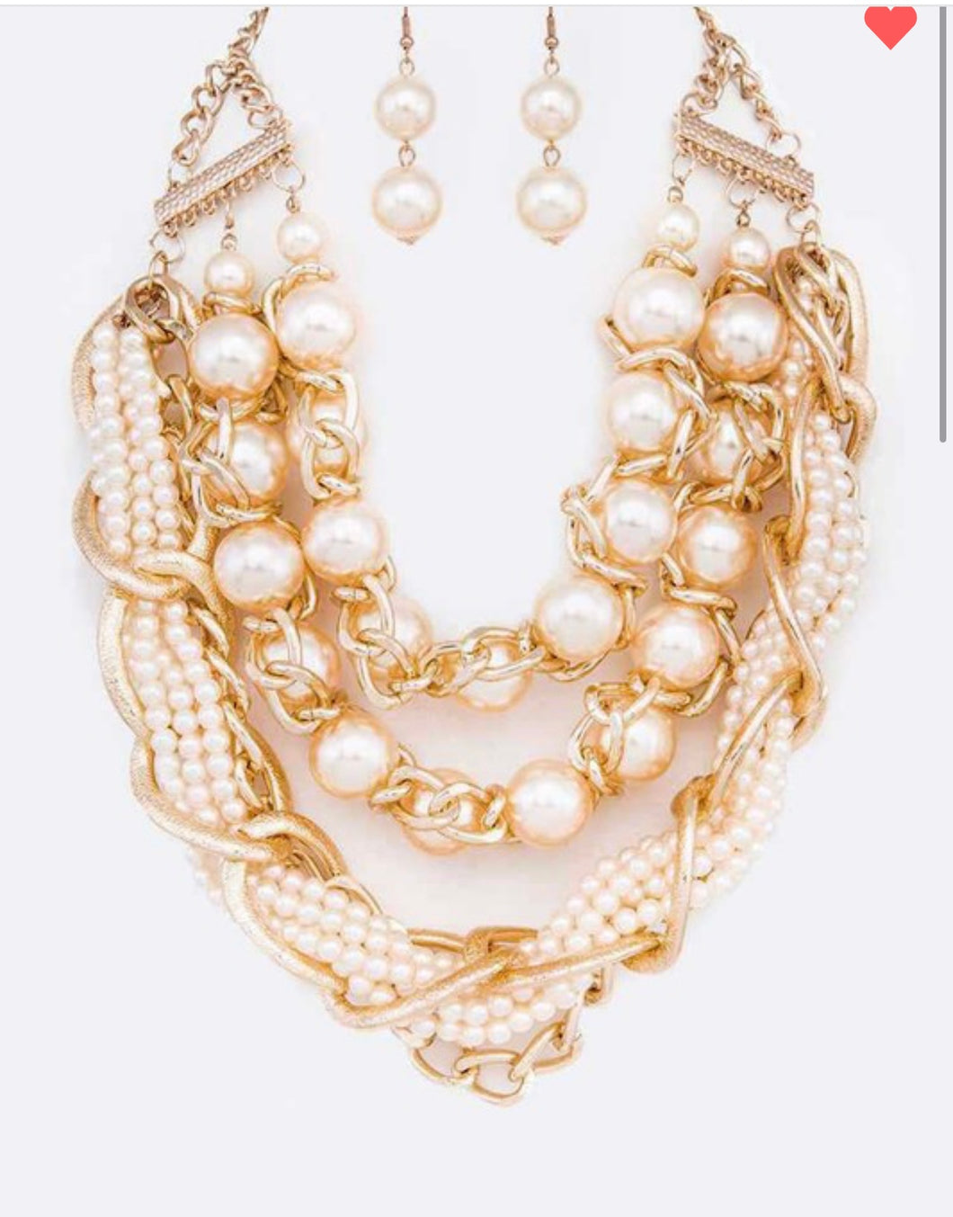 Pearl Chain Statement Necklace Set