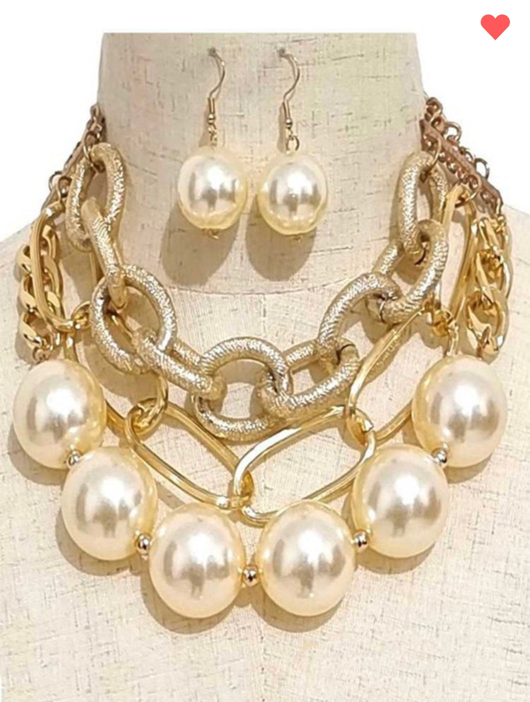 Pearl Chain Statement Necklace Set