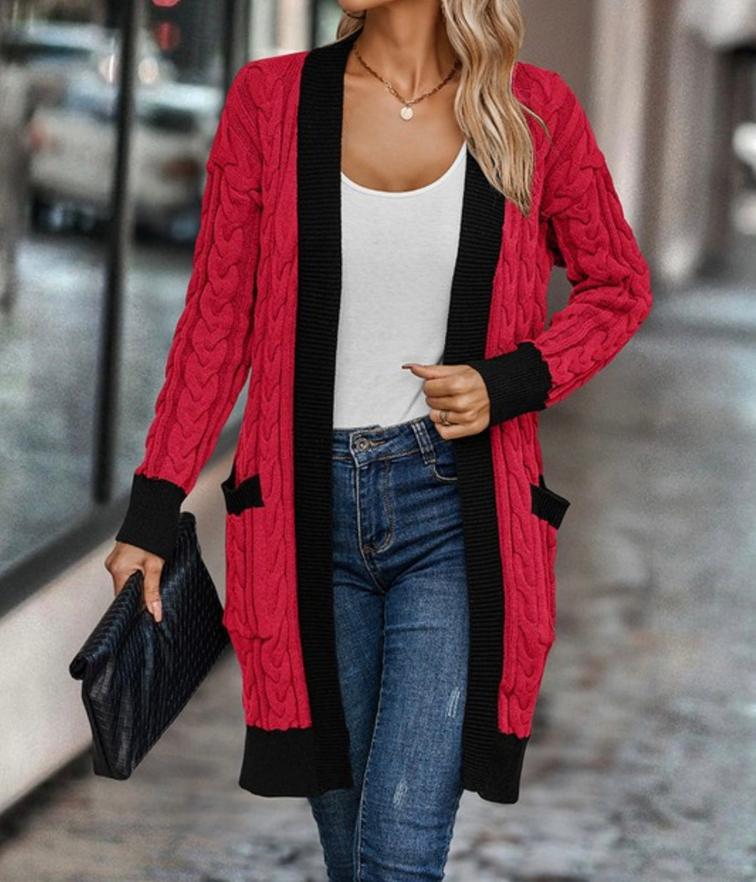 Cardigans_Black Red